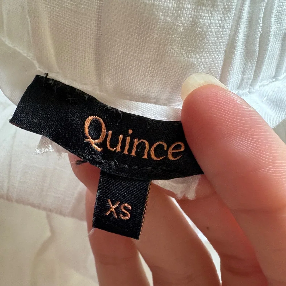 QUINCE White Linen Pull On Pants Size‎ XS Costal Vacation